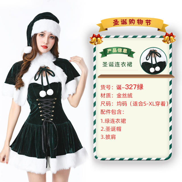 Wholesale Christmas Costume For Women Sexy Plush Xmas Fancy Dress PQ3243C