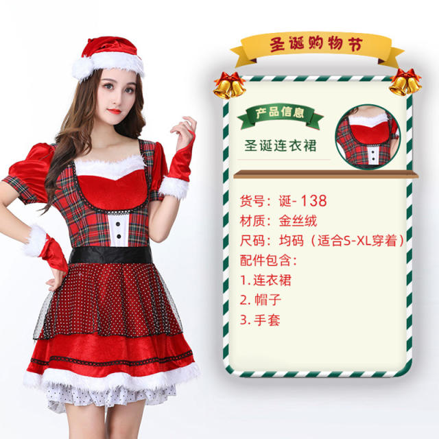 Wholesale Christmas Costume For Women Sexy Plush Xmas Fancy Dress PQ3243C