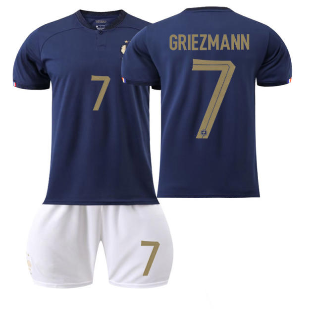 22 23 France National Football Team Fan Apparel Mbappé Home Soccer Kits PQ9522