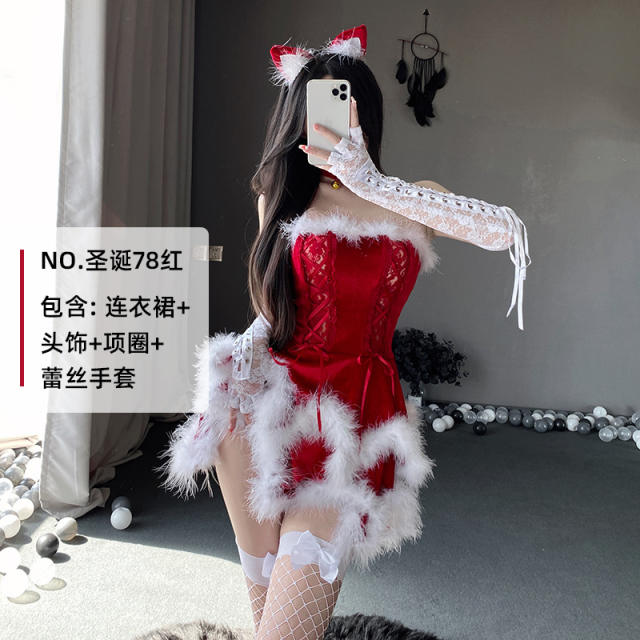 Sexy Christmas Costume For Women Wholesale Plush Xmas Dress PQ7205
