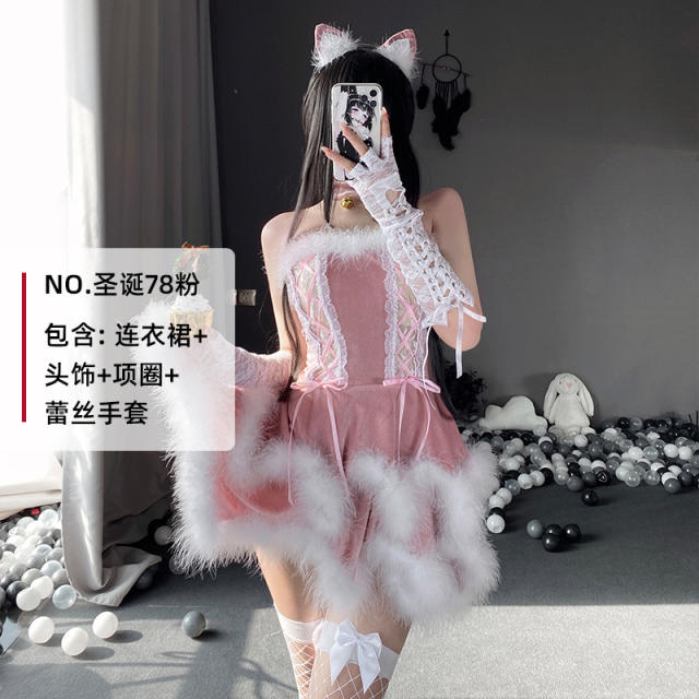 Sexy Christmas Costume For Women Wholesale Plush Xmas Dress PQ7205