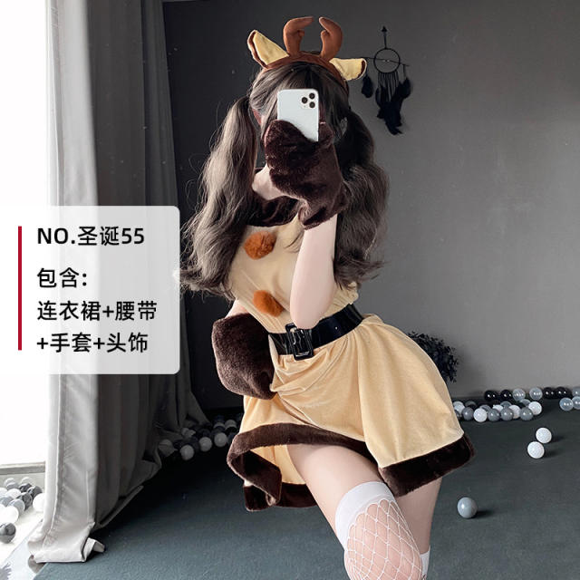 Sexy Christmas Costume For Women Wholesale Plush Xmas Dress PQ7205