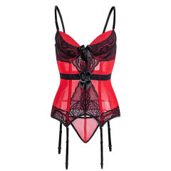Sexy Mesh Bustier Women voluptuous Underwire Teddies Lingerie PQ8044