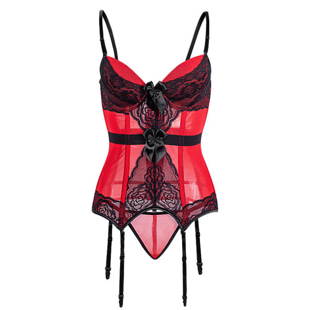 Sexy Mesh Bustier Women voluptuous Underwire Teddies Lingerie PQ8044