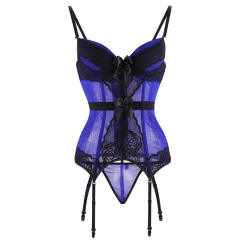 Sexy Mesh Bustier Women voluptuous Underwire Teddies Lingerie PQ8044