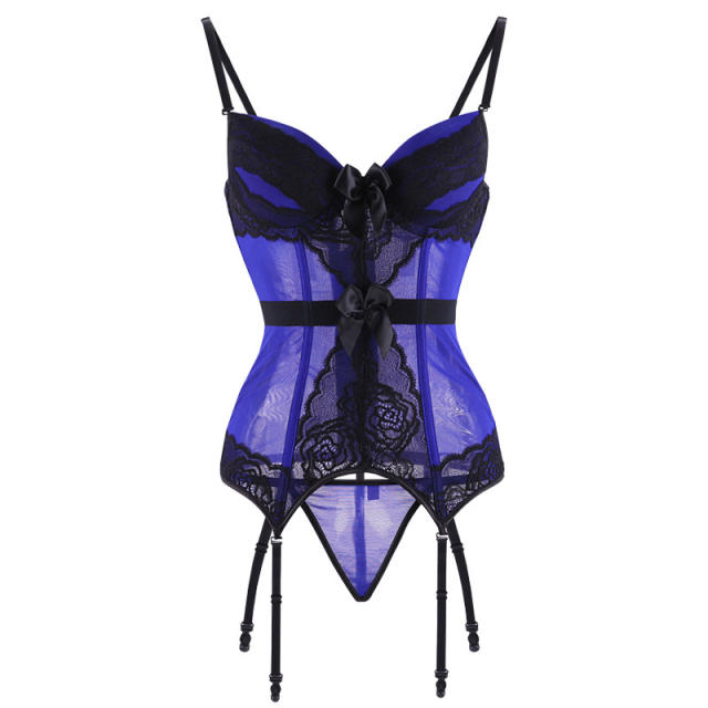 Sexy Mesh Bustier Women voluptuous Underwire Teddies Lingerie PQ8044