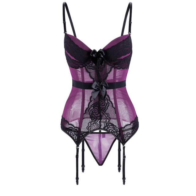 Sexy Mesh Bustier Women voluptuous Underwire Teddies Lingerie PQ8044