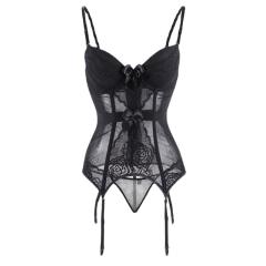 Sexy Mesh Bustier Women voluptuous Underwire Teddies Lingerie PQ8044
