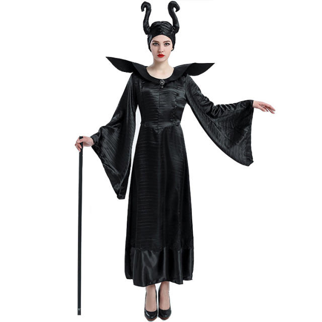 Maleficent Costume For Woman Black Queen Cosplay Halloween Stage Uniform PQ89264