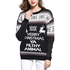 Ugly Christmas Moose Sweaters Women Winter Knitwear Xmas Elk Tops PQZH04E