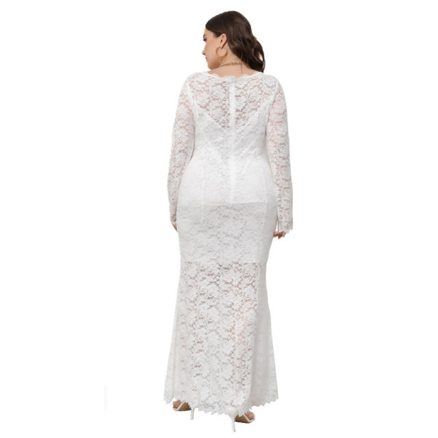 Sexy Plus Size Lace Dress For Women Elegant Evening Dresses PQ0208