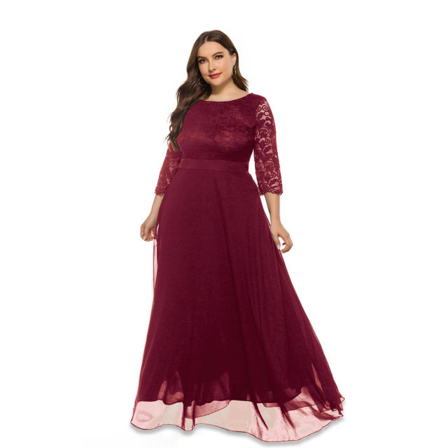 Plus Size Mesh Casual Dress For Women Elegant Evening Dresses PQ0157