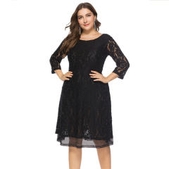 Sexy Midi Dress For Women Half Sleeve Elegant Lace Dresses PQ0053