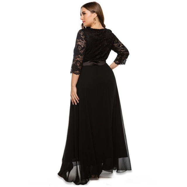 Plus Size Mesh Casual Dress For Women Elegant Evening Dresses PQ0157