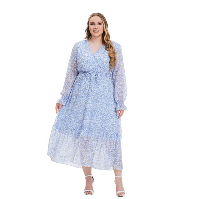 Floral Print Midi Dress For Women Elegant Fall Casual Dresses PQ0244