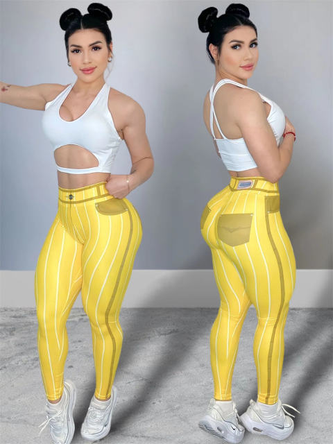 Wholesale Jeans Print Jogging Clothing Athletic Wear Fitness Leggings PQ1651