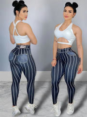 Wholesale Jeans Print Jogging Clothing Athletic Wear Fitness Leggings PQ1651