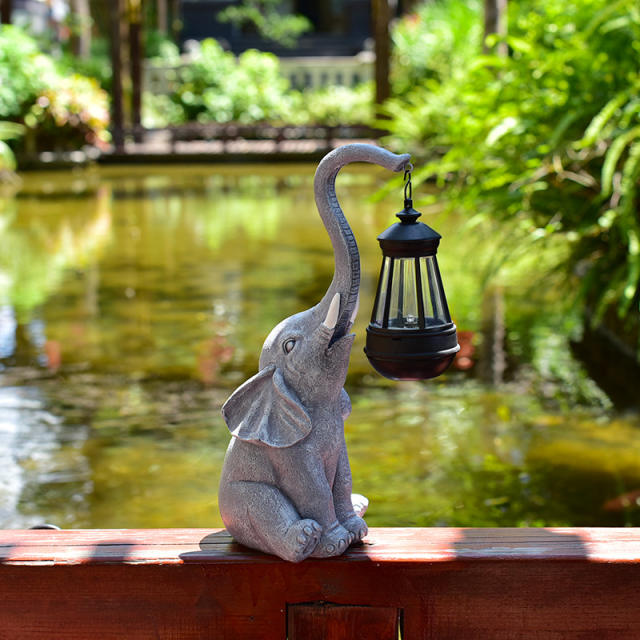 Elephant Home Ornament Solar LED Resin Garden Lamp PQ6063