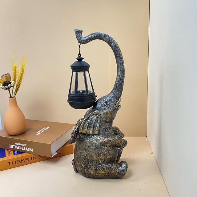 Elephant Home Ornament Solar LED Resin Garden Lamp PQ6063