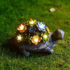 Succulents Turtle Solar Resin Ornament Garden LED Lamp PQ8690