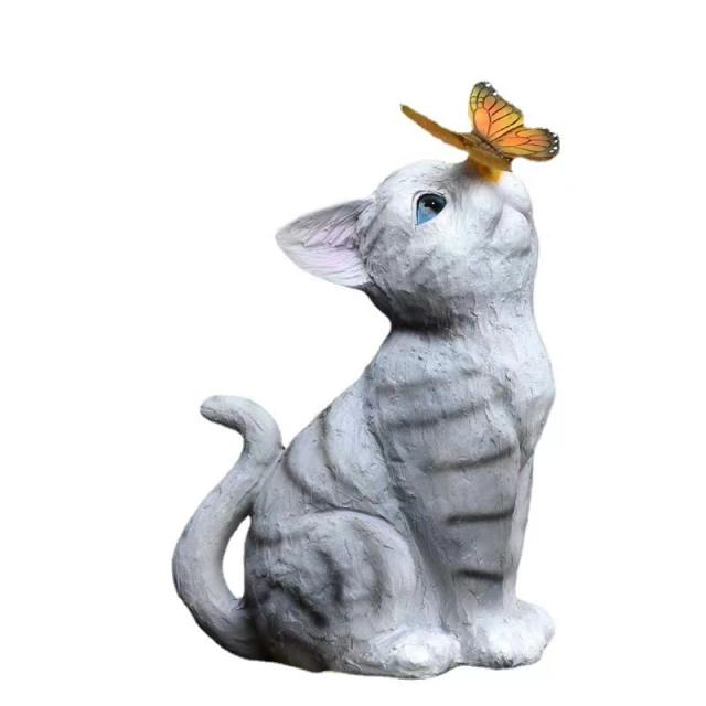 Cat Solar Resin Ornament Garden LED Lamp PQ-FTX082