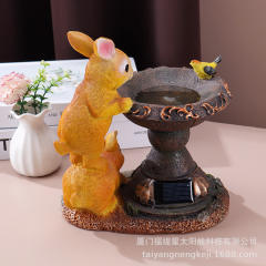 Rabbit Solar Resin Ornament Garden Cat LED Lamp PQ5110