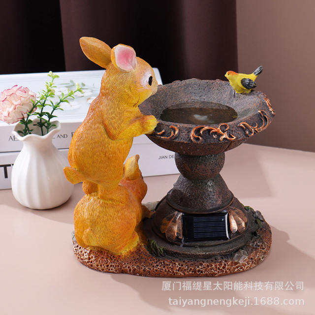 Rabbit Solar Resin Ornament Garden Cat LED Lamp PQ5110