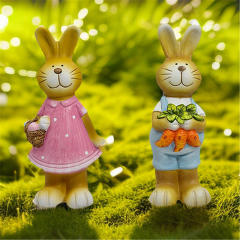 2PCS Rabbit Ceramic Home Ornaments Bunny Outdoor Crafts PQ2888