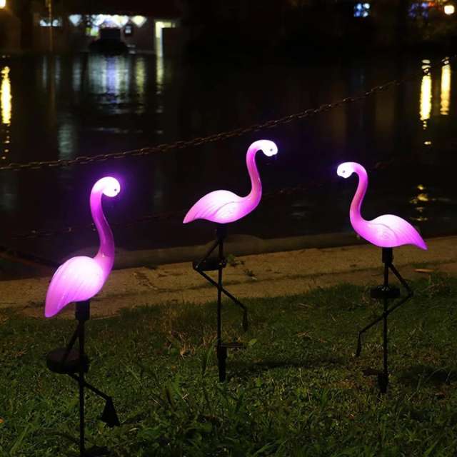 Solar Flamingo Plastic PP Ornament Garden LED Lamp PQ4450