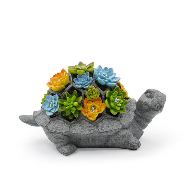 Succulents Turtle Solar Resin Ornament Garden LED Lamp PQ8690