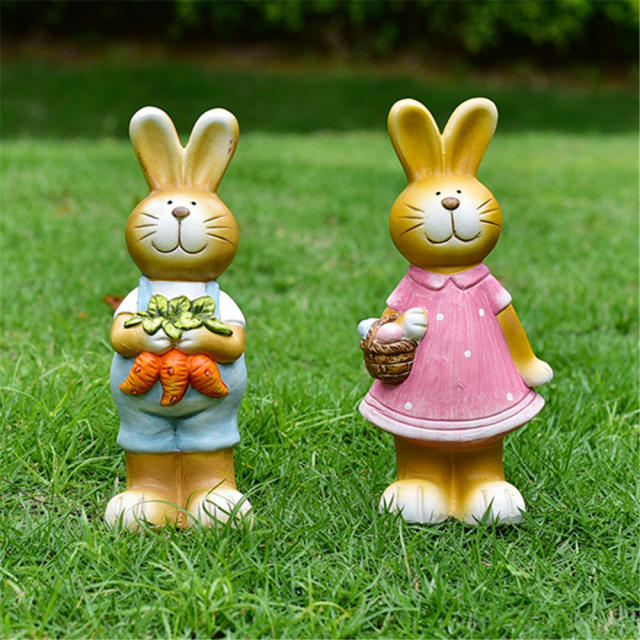 2PCS Rabbit Ceramic Home Ornaments Bunny Outdoor Crafts PQ2888