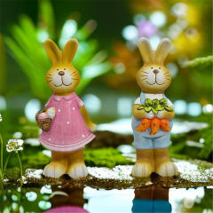 2PCS Rabbit Ceramic Home Ornaments Bunny Outdoor Crafts PQ2888