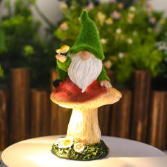 Elf Mushroom Solar Outdoor Ornament Resin Garden LED Lamp PQ204