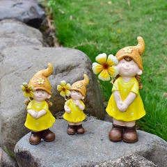 3PCS Garden Girl Ceramic Home Ornaments Outdoor Crafts PQ2136C