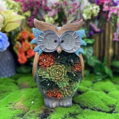 Owl Solar Resin Ornament Garden LED Lamp PQ044