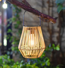 Solar LED Garden Light Rattan Bamboo Lantern Outdoor Crafts PQ1229