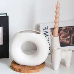 Frosted Ceramic Circle Vase Handmade Decoration Home Ornaments PQ244