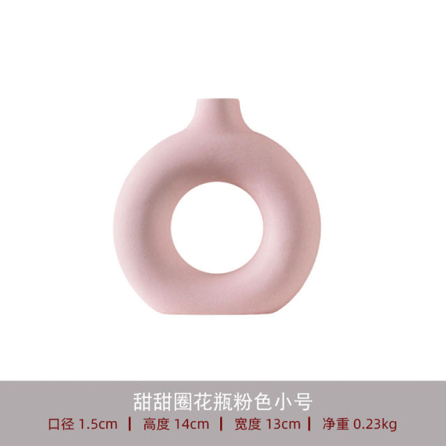 Ceramic Circle Vase Handmade Table Decoration Home Ornaments PQ8663
