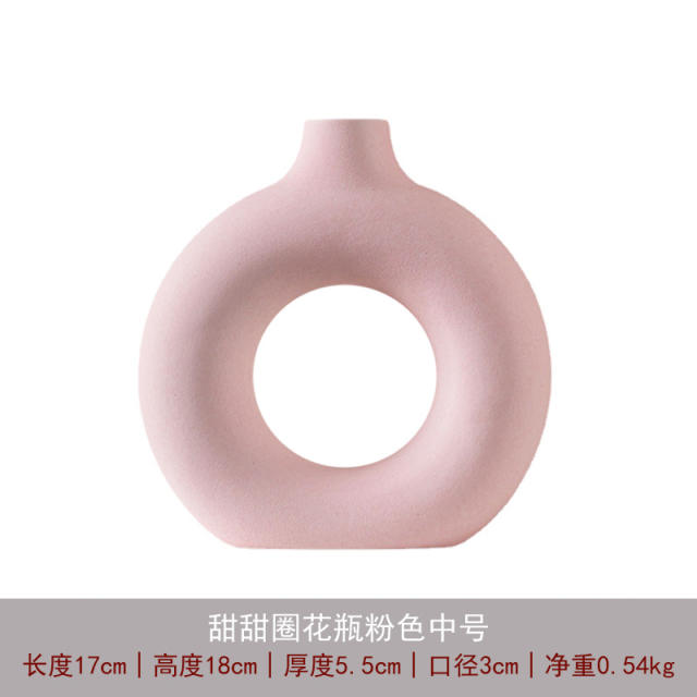 Ceramic Circle Vase Handmade Table Decoration Home Ornaments PQ8663