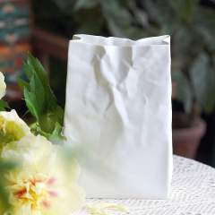 Pleated Paper Bag Ceramic Vase Home Ornaments Handmade Table Decoration PQ38007