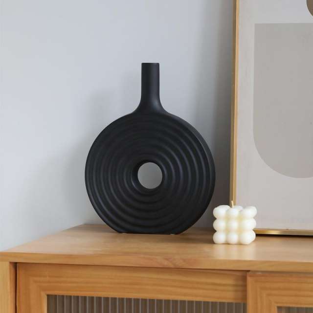 Simple Circle Vase Ceramic Handmade Table Decoration Home Ornaments PQ7188