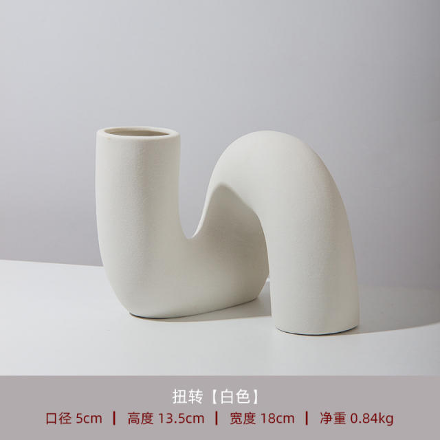 Curve Ceramic Vase Matte Home Ornaments Handmade Table Decoration PQ93391
