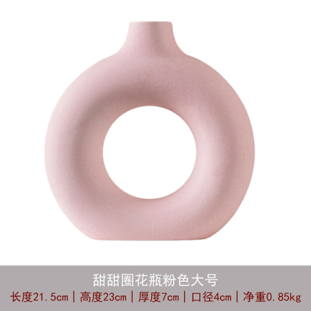 Ceramic Circle Vase Handmade Table Decoration Home Ornaments PQ8663