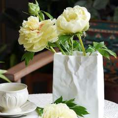 Pleated Paper Bag Ceramic Vase Home Ornaments Handmade Table Decoration PQ38007