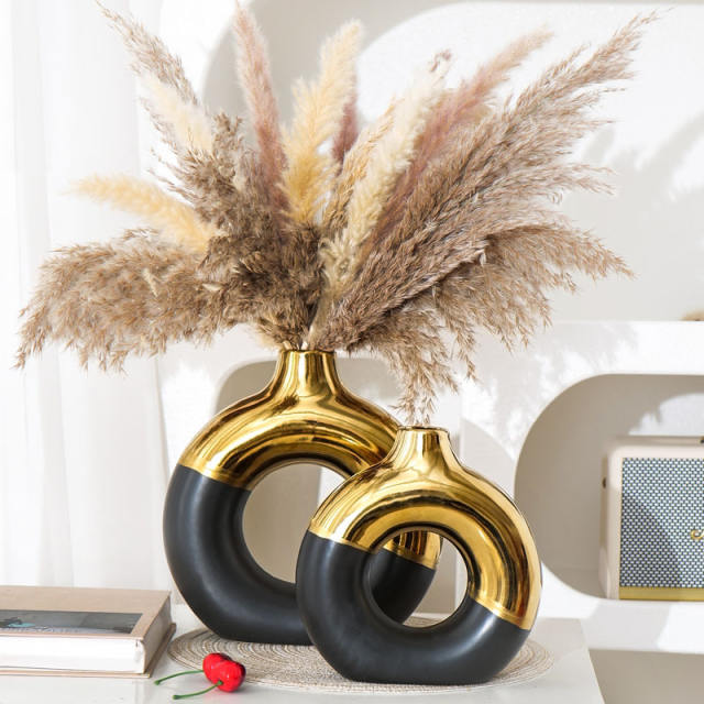 Plating Circle Vase Ceramic Handmade Table Decoration Home Ornaments PQ53141