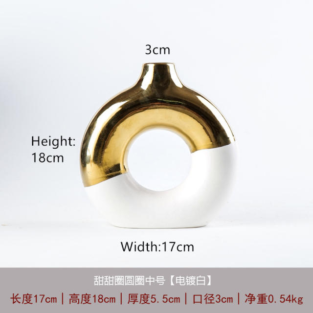 Plating Circle Vase Ceramic Handmade Table Decoration Home Ornaments PQ53141