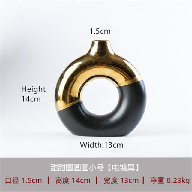 Plating Circle Vase Ceramic Handmade Table Decoration Home Ornaments PQ53141