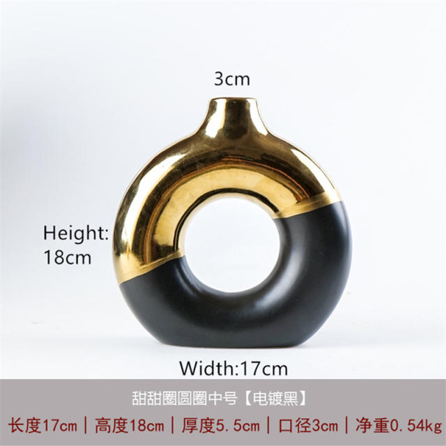 Plating Circle Vase Ceramic Handmade Table Decoration Home Ornaments PQ53141