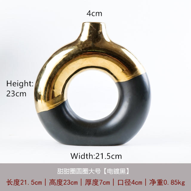 Plating Circle Vase Ceramic Handmade Table Decoration Home Ornaments PQ53141