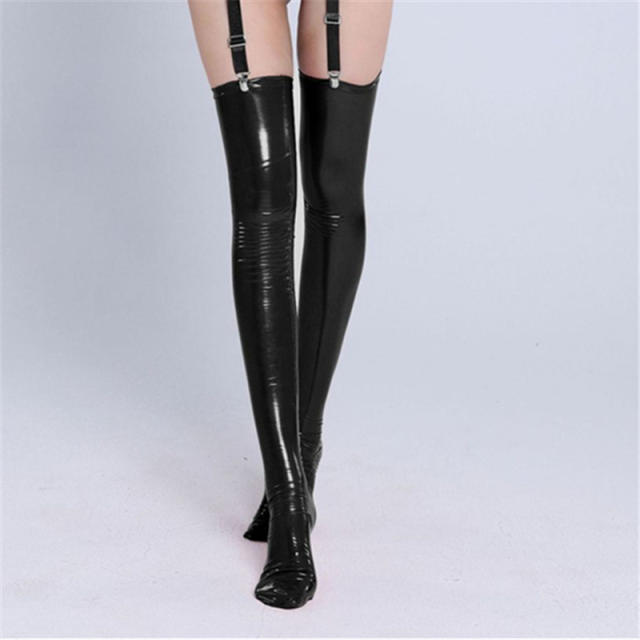 Faux Leather Lingerie Set Fetish Wear Wholesale Wetlook PU Bodysuit PQ6839